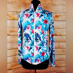 Tommy Bahama Golf  & Tennis Tropical Print Full Zip Jacket Size Small
